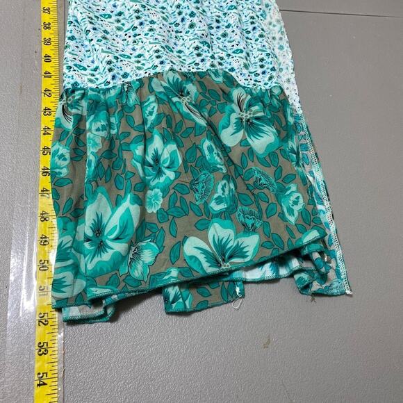 R Vivimos Womens Boho Peasant Maxi Dress Size S Side Slit Tiered Micro Floral - Picture 9 of 10